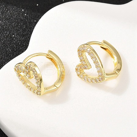 Hollow Heart Brass Micro Pave Clear Cubic Zirconia Hoop Earrings EJEW-D348-10G-1