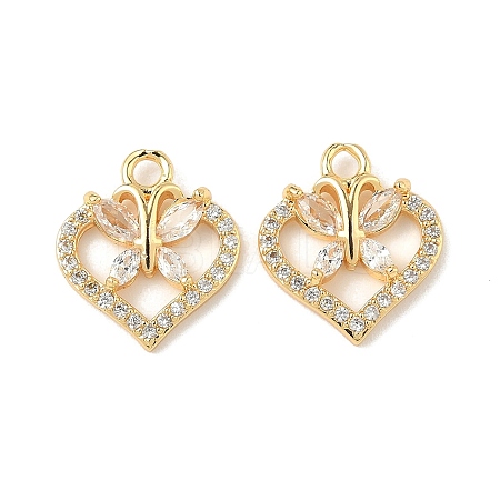 Brass Micro Pave Cubic Zirconia Pendants KK-D373-01E-G-1
