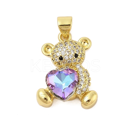 Rack Plating Brass Micro Pave Cubic Zirconia Pendants KK-Z074-66G-1