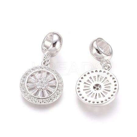 Brass Micro Pave Cubic Zirconia European Dangle Charms ZIRC-E163-19P-1