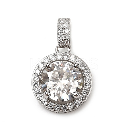925 Sterling Silver Crystal Moissanite Rhinestone Flat Round Charms STER-D308-03P-1
