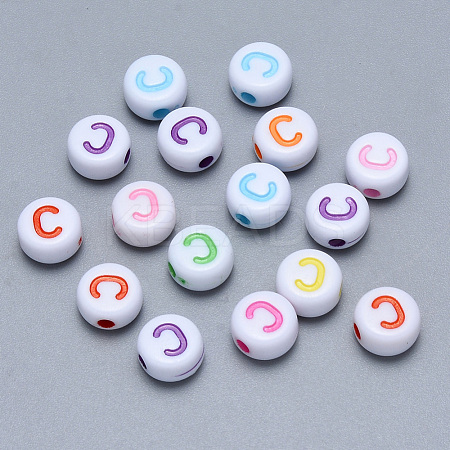 Craft Acrylic Horizontal Hole Letter Beads SACR-S201-11C-1