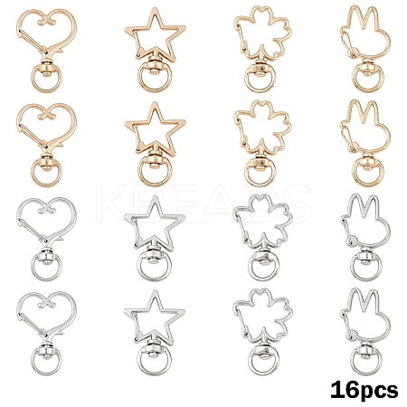 16Pcs 8 Styles Alloy Swivel Snap Hook Clasps FIND-YW0009-26-1