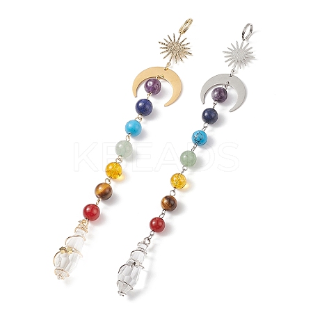 7 Chakra Gemstone Beaded Pendant Decorations HJEW-JM00797-1