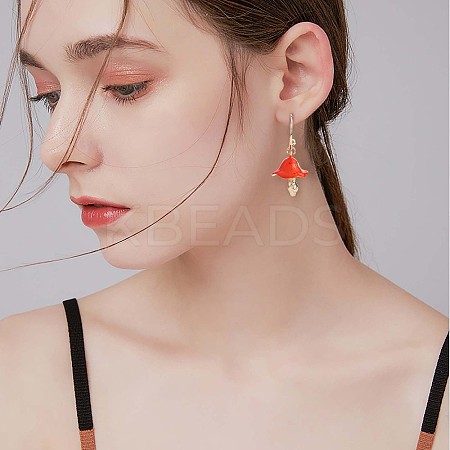 Enamel Mushroom Dangle Stud Earrings JE987C-1