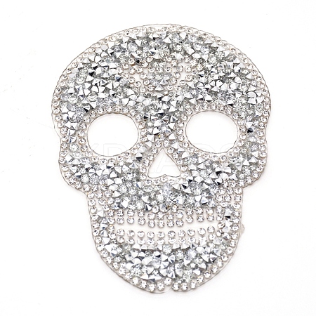 Skull Rhinestone Patches DIY-WH0199-35E-1