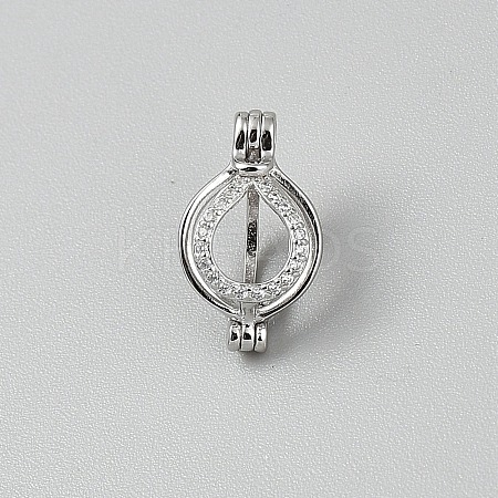 Sterling Silver Bead Cage Pendants STER-WH0008-86-1