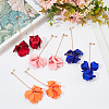 4 Pairs 4 Colors Acrylic Leaf Dangle Stud Earring EJEW-AN0001-24-7