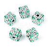 Polymer Clay Rhinestone Beads with Square Acrylic CLAY-T022-03F-1