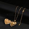 304 Stainless Steel Heart Locket Pendant Cable Chain Necklaces for Women NJEW-M050-04E-G-2
