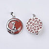 Natural Red Jasper Kitten Pendants G-K234-D04-2