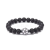 Natural Lava Rock & Synthetic Hematite & Acrylic Beaded Stretch Bracelet BJEW-JB08553-04-1