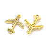 Rack Plating Brass Micro Pave Clear Cubic Zirconia Airplane Connector Charms KK-P270-17G-2