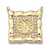 Brass Micro Pave Clear Cubic Zirconia Pendant Link LS-ZIRC-A013-36G-1