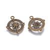 Tibetan Style Alloy Compass Pendants TIBEP-S272-AB-FF-2