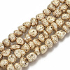 Electroplated Natural Lava Rock Beads Strands X-G-S352-29KC-1