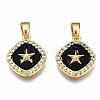 Brass Micro Pave Clear Cubic Zirconia Charms KK-T063-87-NF-2