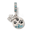 Rack Plating Alloy Aquamarine & Crystal Rhinestone European Dangle Charms PALLOY-S189-16P-1