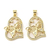 Rack Plating Brass Micro Pave Cubic Zirconia Pendants KK-F869-23G-1