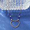 304 Stainless Steel & Blue Glass Beads Pendant Necklaces for Women NJEW-A045-26B-G-3