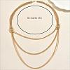 Iron Metallic layered Chain Tassel Long Necklaces with Double Clasp Decor IV6162-1-2
