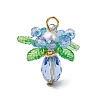 Glass with Round Shell Pearl and Acrylic Charms Pendants PALLOY-MZ00647-03-1