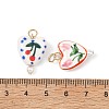 Hand Painted Floral & Cherry Pattern Heart Porcelain Pendants PALLOY-JF05560-3