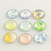 Flower Pattern Flatback Half Round Glass Dome Cabochons GGLA-R026-10mm-08-1