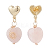 5 Pair 5 Style Natural Rose Quartz Heart Dangle Stud Earrings EJEW-JE05083-5
