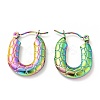 Ion Plating(IP) Rainbow Color 304 Stainless Steel Rectangle Chunky Hoop Earrings for Women EJEW-G293-05M-1
