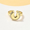 Brass Micro Pave Cubic Zirconia Open Cuff Rings RJEW-V009-11G-2