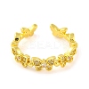 Butterfly Brass Micro Pave Clear Cubic Zirconia Open Cuff Rings for Women RJEW-U003-05G-2