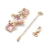 Brass & Cubic Zirconia & Glass Watch Band Clasps KK-G523-03G-02-2