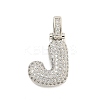 Brass Micro Pave Clear Cubic Zirconia Pendants KK-B099-01P-J-1