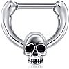 304 Stainless Steel Skull Circular/Horseshoe Barbell Nose Rings WG89838-01-2