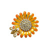 Sunflower & Bee Alloy Enamel Brooches PW-WG45BEB-01-5