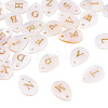 26Pcs 26 Styles Natural Shell Teardrop Charms with Golden Tone Metal Letter Slices SHEL-TAC0004-02-3