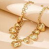 Alloy Flower Textured Heart Bib Necklaces for Women NJEW-S458-01G-3