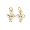Brass Pave Clear Cubic Zirconia Cross Links Connector Charms KK-G544-16G-1