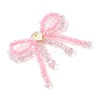 Glass Seed Beaded Bowknot with Heart Pendants PALLOY-MZ01162-01-3