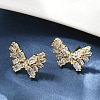 Butterfly Brass Micro Pave Cubic Zirconia Stud Earrings EJEW-M082-17G-01-1