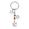 4Pcs Butterfly Glass Pendant Keychain KEYC-JKC01205-3