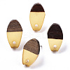 Transparent Resin & Walnut Wood Stud Earring Findings MAK-N032-010A-A02-1