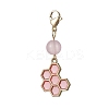 Bee & Honeycomb & Flower Alloy Enamel Pendant Decorations HJEW-JM01600-02-4