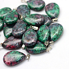 Teardrop Dyed Natural Ruby in Zoisite Pendants G-Q368-22-1