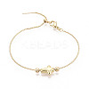 Adjustable Brass Beaded Slider Bracelets for Women BJEW-T022-20G-3
