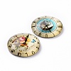 Clock Printed Glass Cabochons GGLA-A002-20mm-YY-3