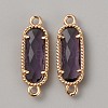 Golden Plated Brass Pave Glass Connector Charms FIND-WH0110-728G-08-1