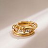 Brass Micro Pave Cubic Zirconia Finger Rings FS-WG6545E-23-1