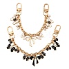 2Pcs 2 Color Alloy Enamel White and Black Bowknot Charm Zinc Alloy Cable Chain Bag Decorative Chains AJEW-BA00162-1
